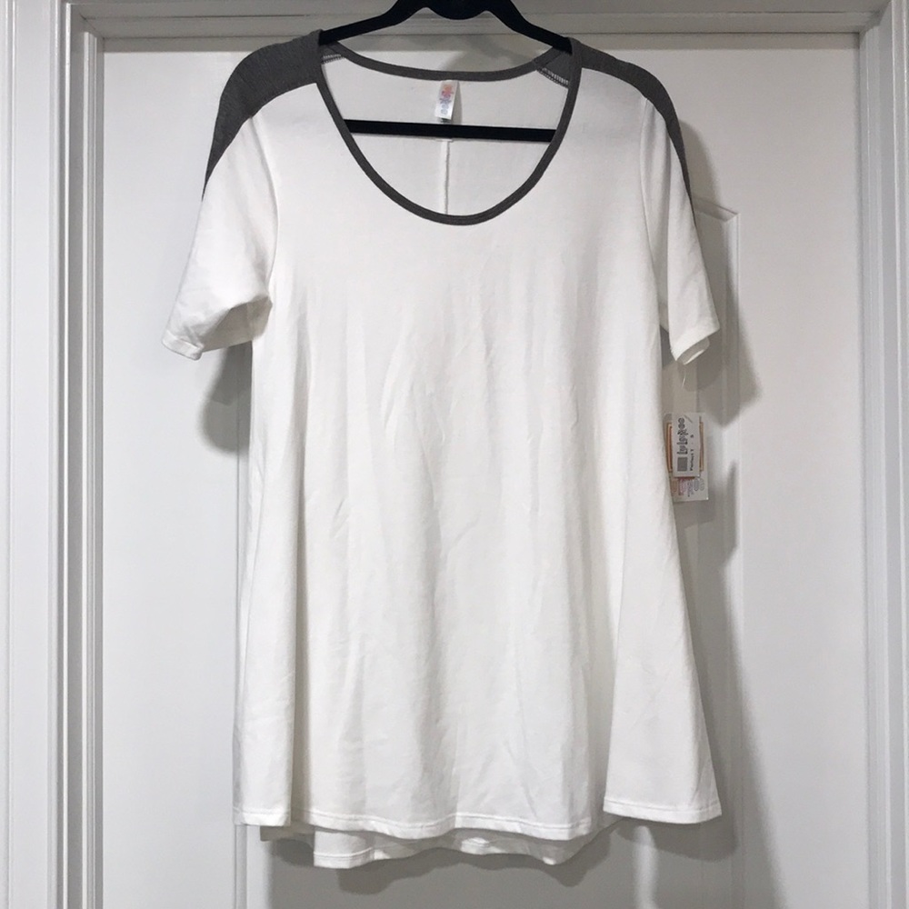 LuLaRoe Perfect T - White with Grey